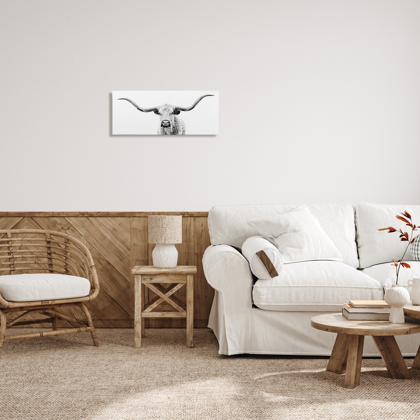 Stupell Industries Modern Longhorn Cattle Gazing Canvas Wall Art