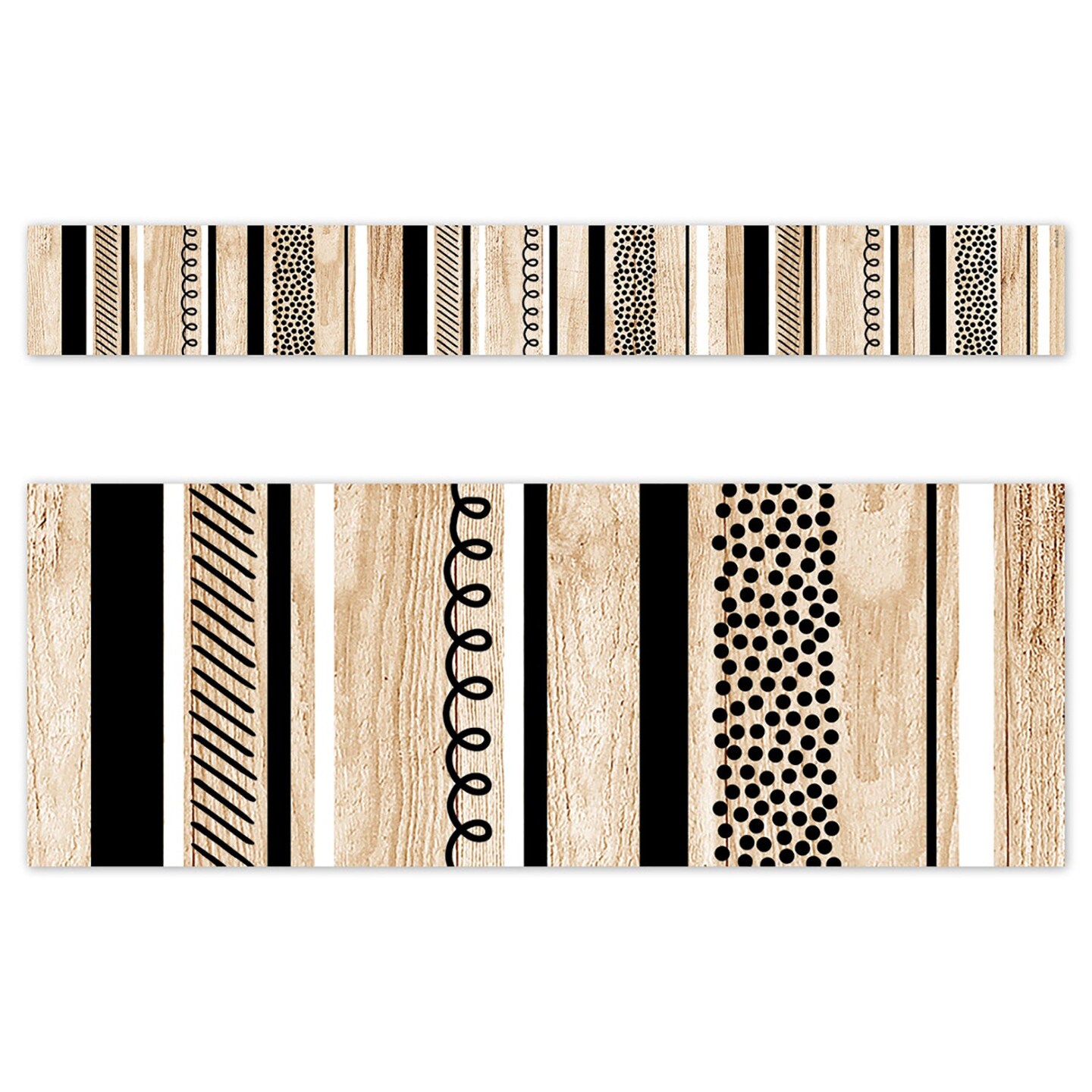 Stripes And Doodles On Wood Border