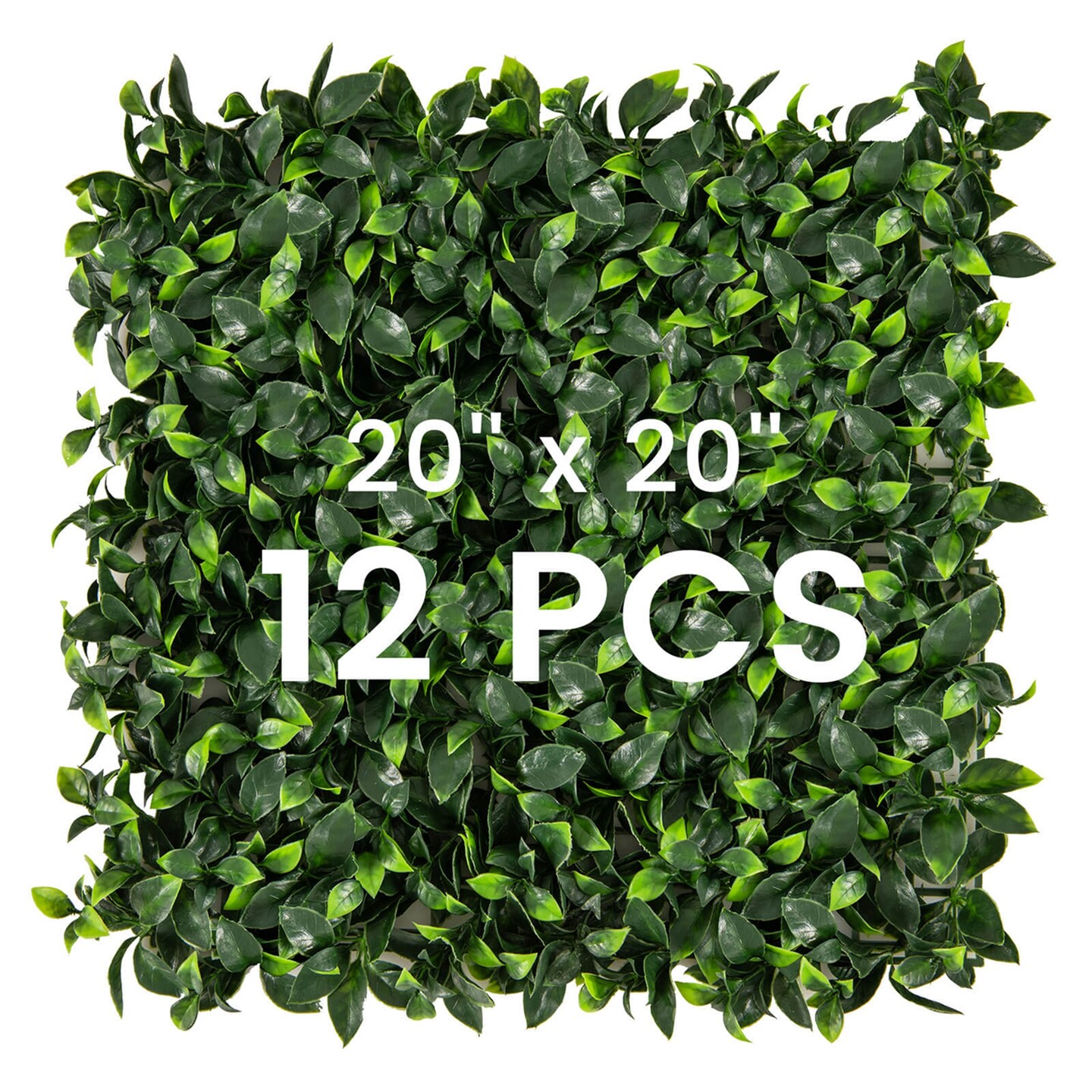 Costway 12 Pcs Faux Topiary Gardenia Shrub Grass Panels with Insertable Branches 20&#x22; x 20&#x22;