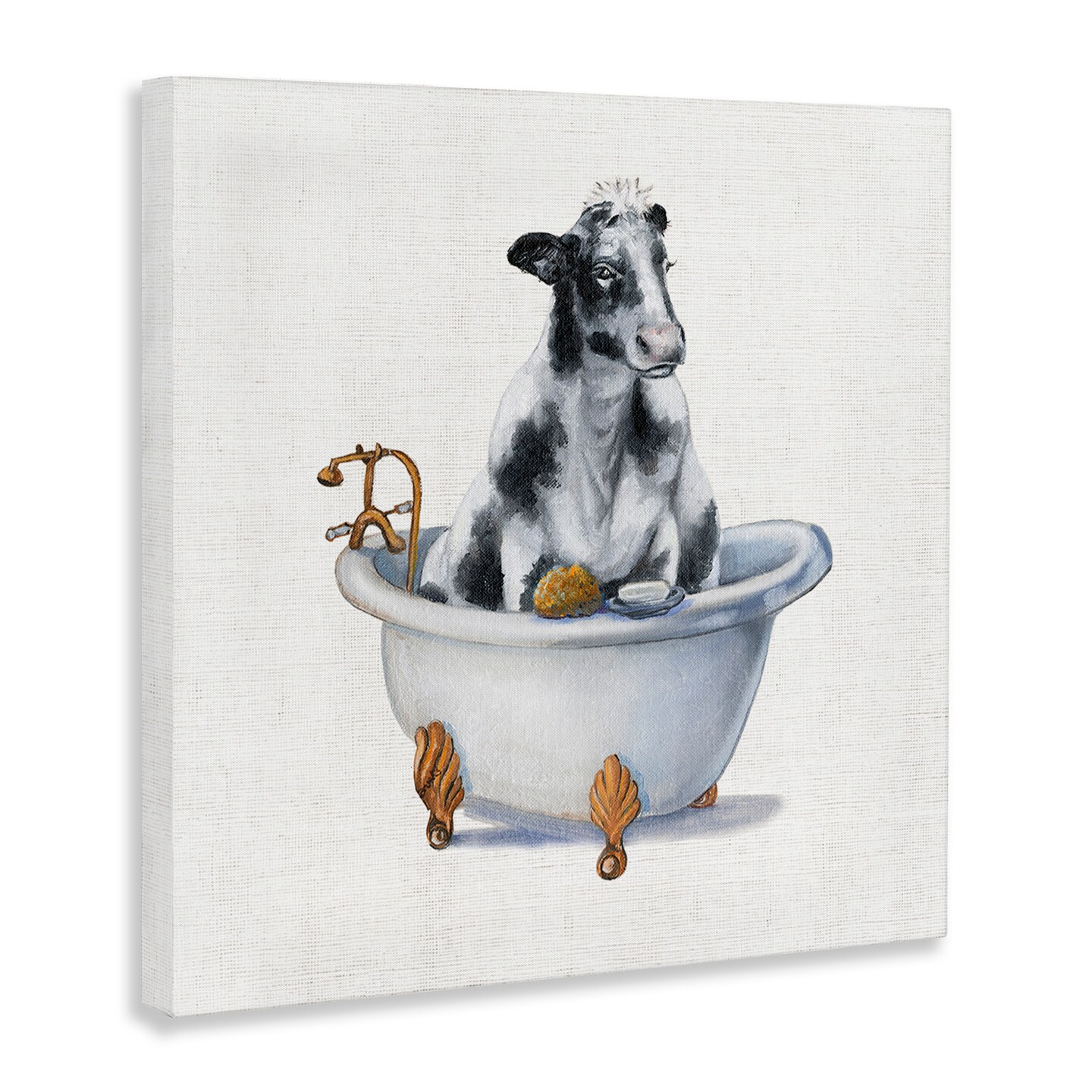 Stupell Industries Dairy Cow in Bathtub Canvas Wall Art
