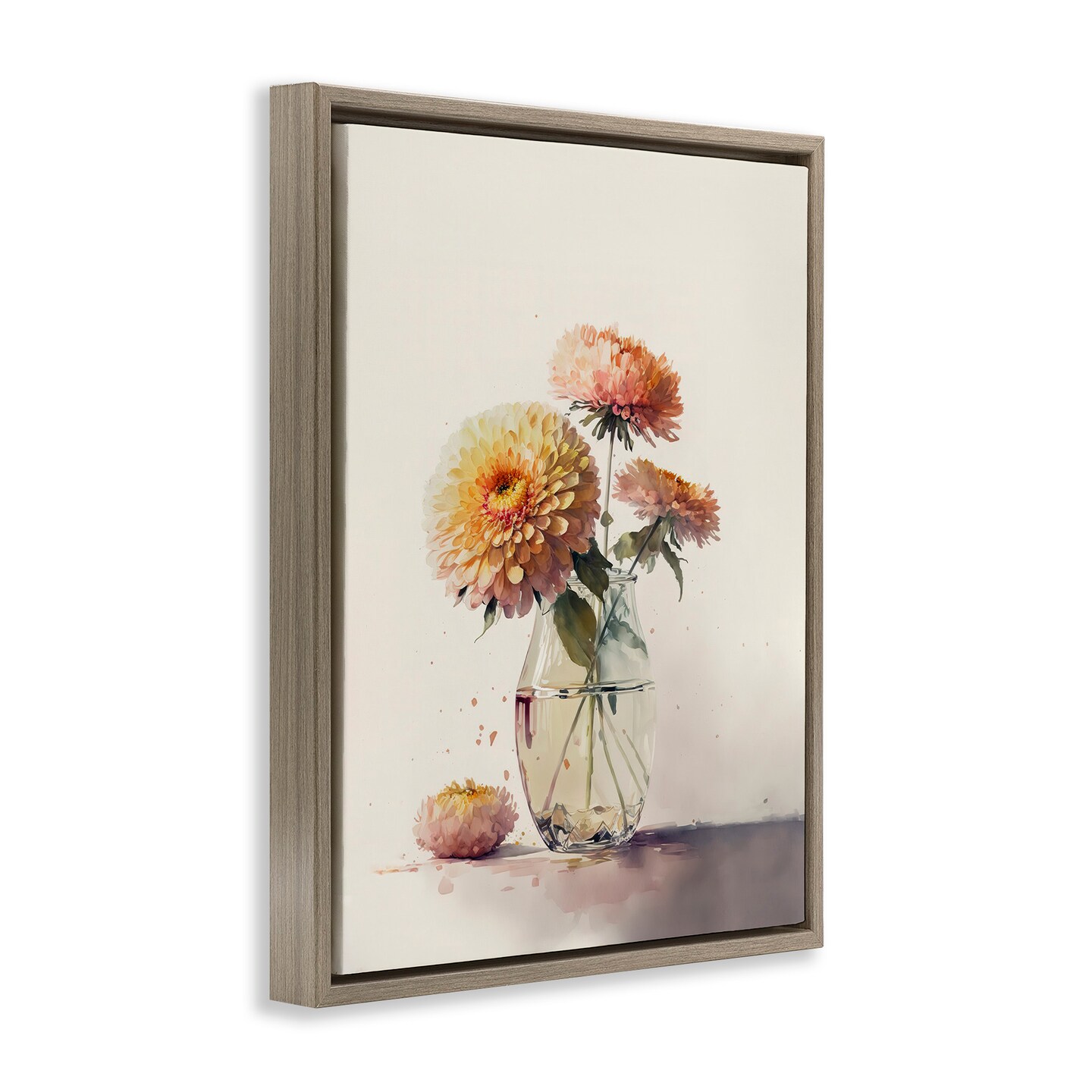 Stupell Industries Blooming Dahlias Painting Framed Floater Canvas Wall Art