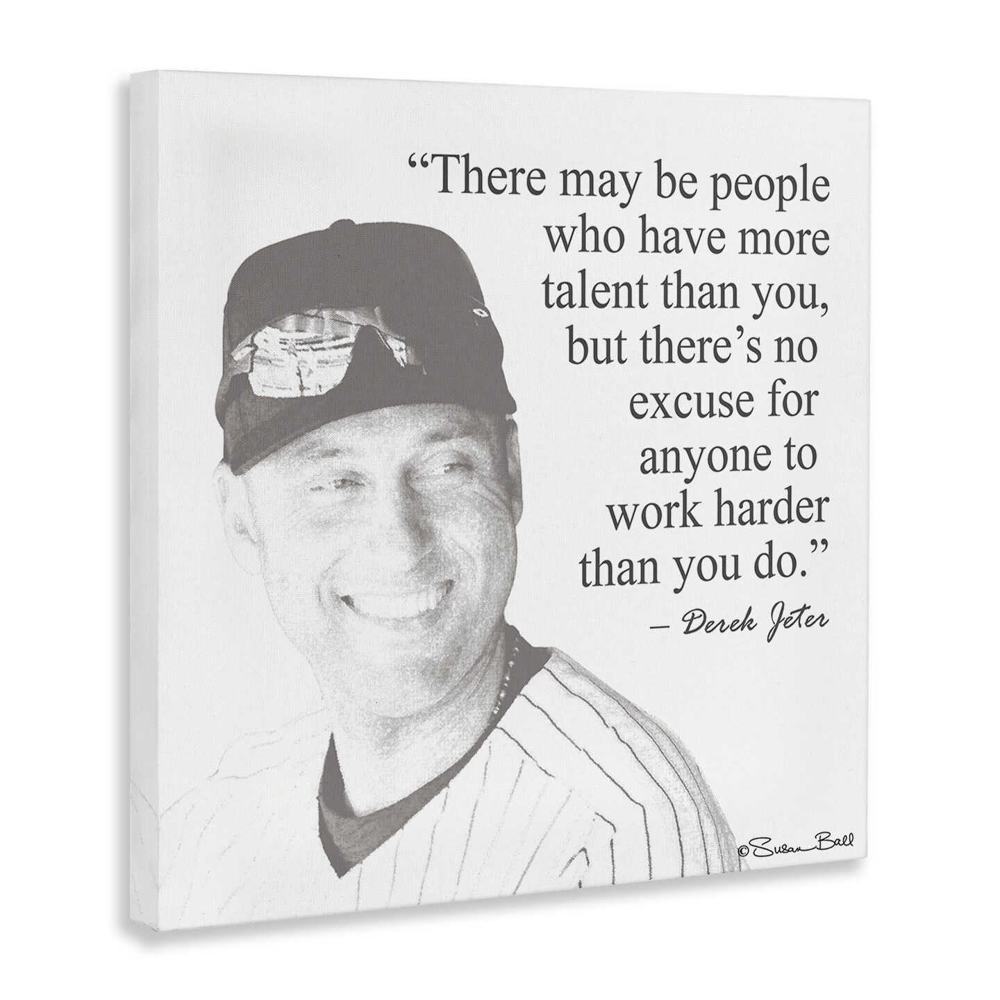 Stupell Industries Work Hard Derek Jeter Quote Canvas Wall Art
