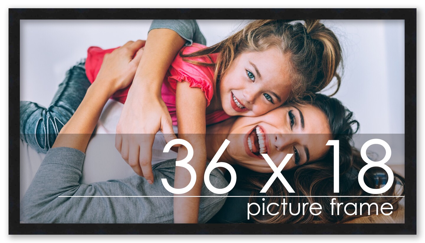 36x18 Solid Wood Picture Frame with UV-Resistant Acrylic & Acid-Free Backing, Available in 6 Finishes: Matte Black, Matte White, Metallic Bronze, Silver, Natural Wood Grain & Mahogany