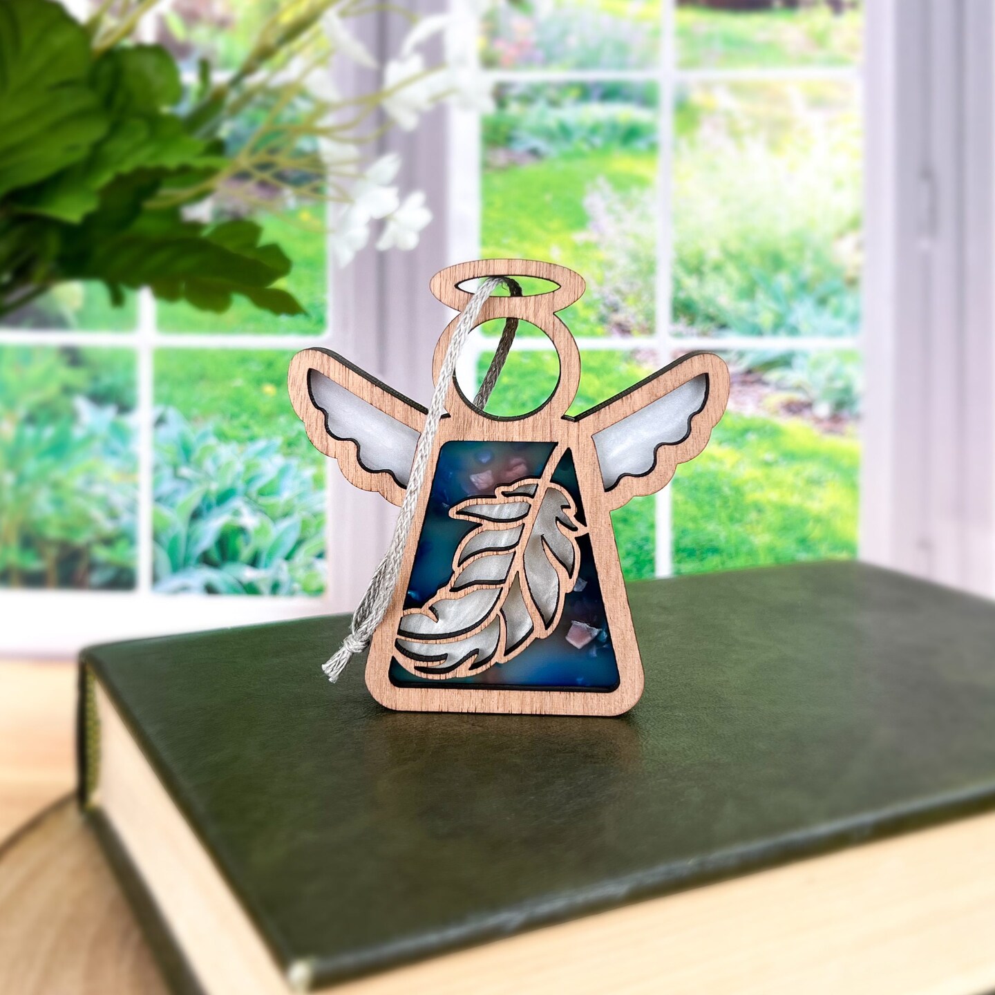 3.5" (H) Feather Ornament - Handcrafted in Texas - Mother's Angels® Christmas Angel Wings Figurine