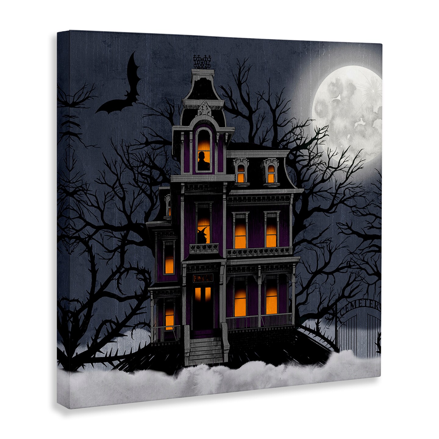 Stupell Industries Creepy Haunted Halloween House Canvas Wall Art
