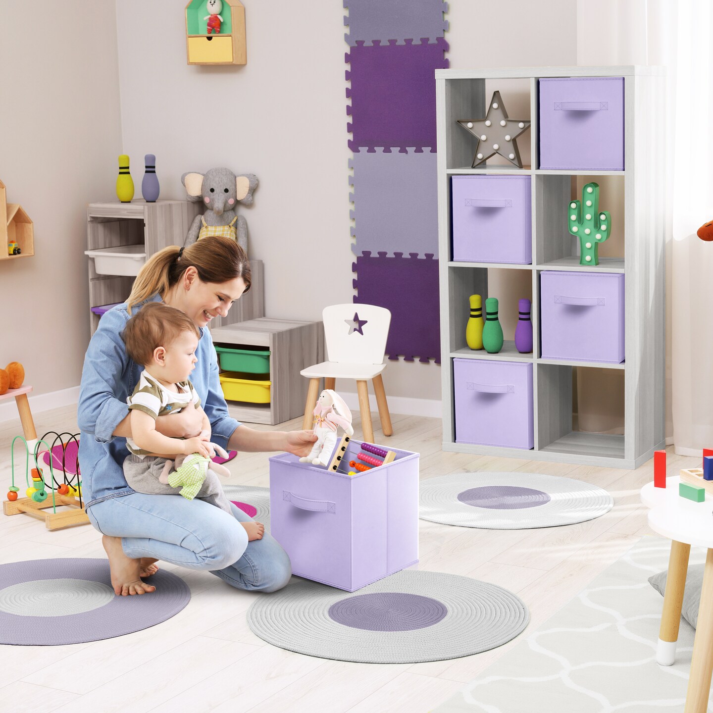 Sorbus 1-Pc 11 Inch Pastel Foldable Storage Cubes with Handles- for Organizing Home, Nursery, Closet and More