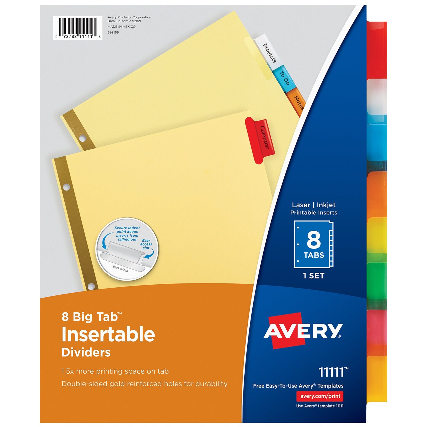 Big Tab™ Insertable Dividers, Buff Paper, 8-Tab Set, Multicolor