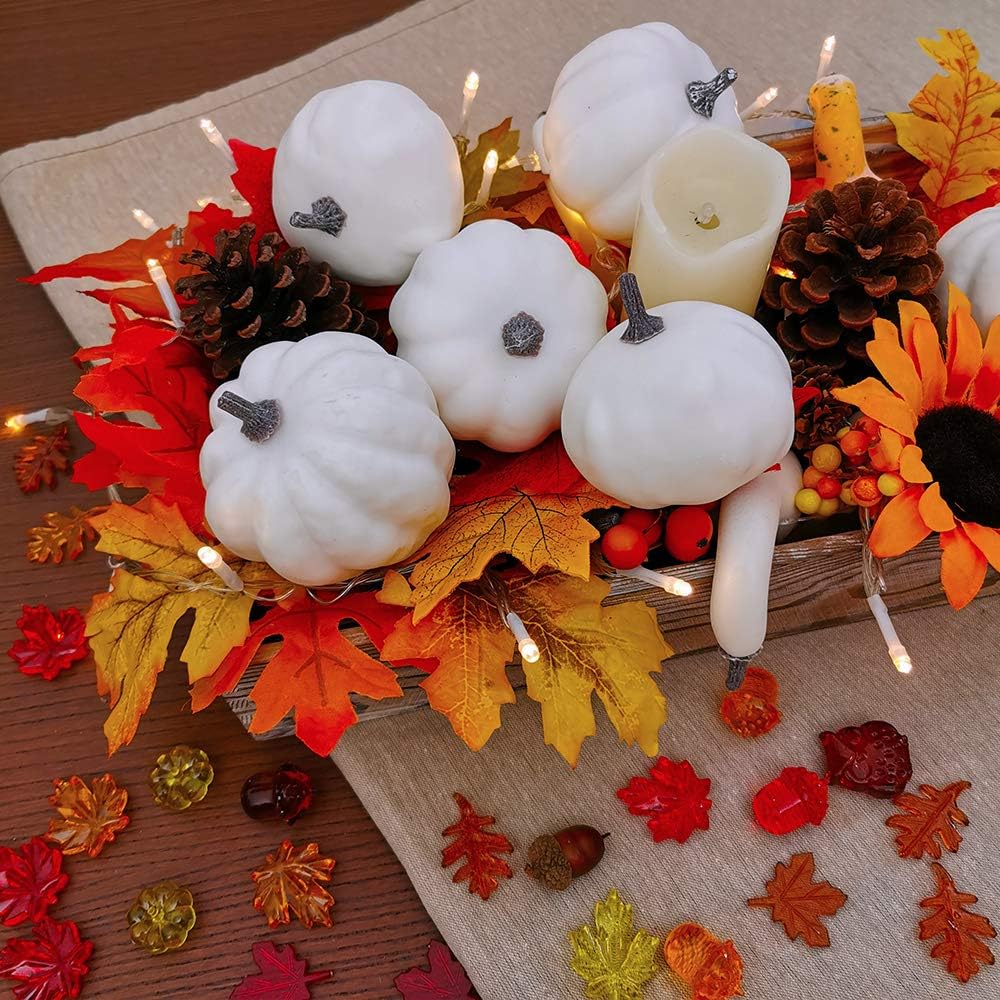 7 Pieces Assorted Sizes Fall Artificial Pumpkins Harvest Pumpkins Faux Foam Pumpkins for the Autumn Season and Halloween Thanksgiving Harvest Holiday Season Festive Tabletop Decorations (White)