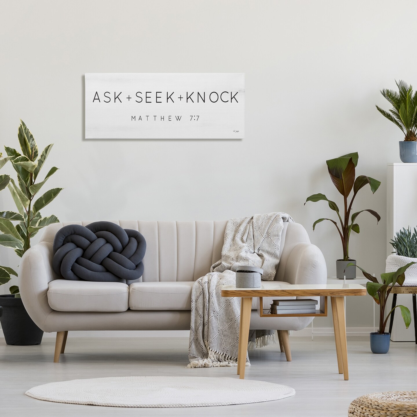 Stupell Industries Ask Seek Knock Minimal Scripture Canvas Wall Art