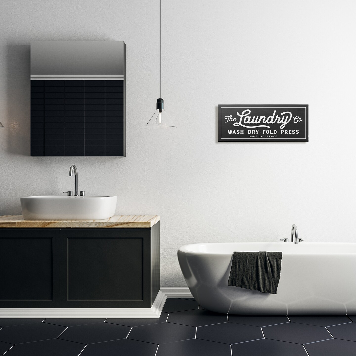 Stupell Industries Vintage Laundry Sign Cursive Typography Canvas Wall Art