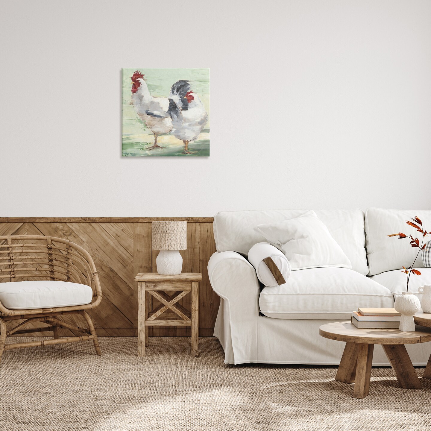 Stupell Industries Farmhouse Chickens Hens Painting Canvas Wall Art