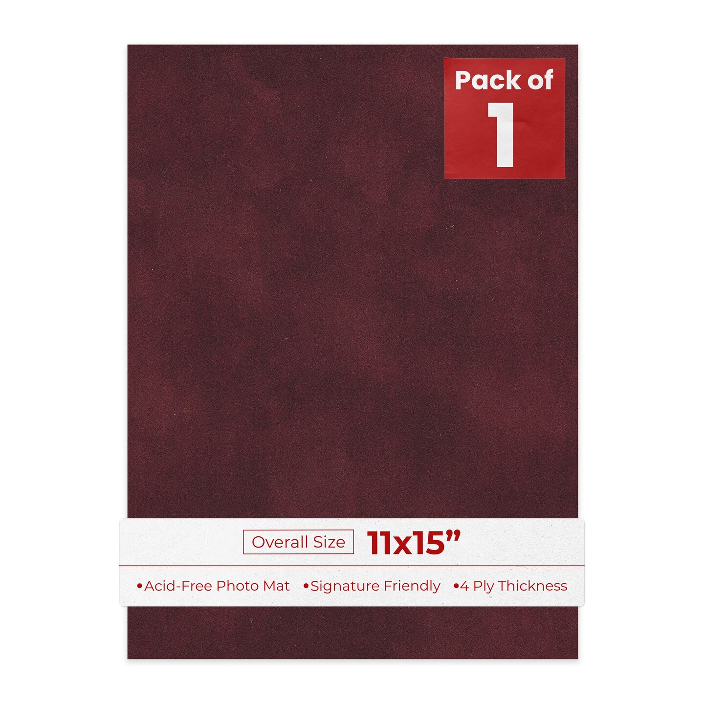 Dark Red Suede 11x15 Uncut Mat Board - Blank Sheet, No Opening