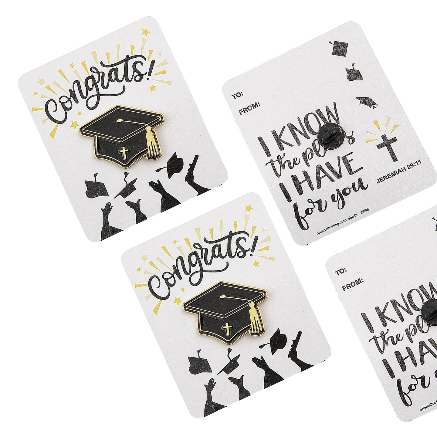 Religious Graduate Mortarboard Enamel Pins 12 Pack