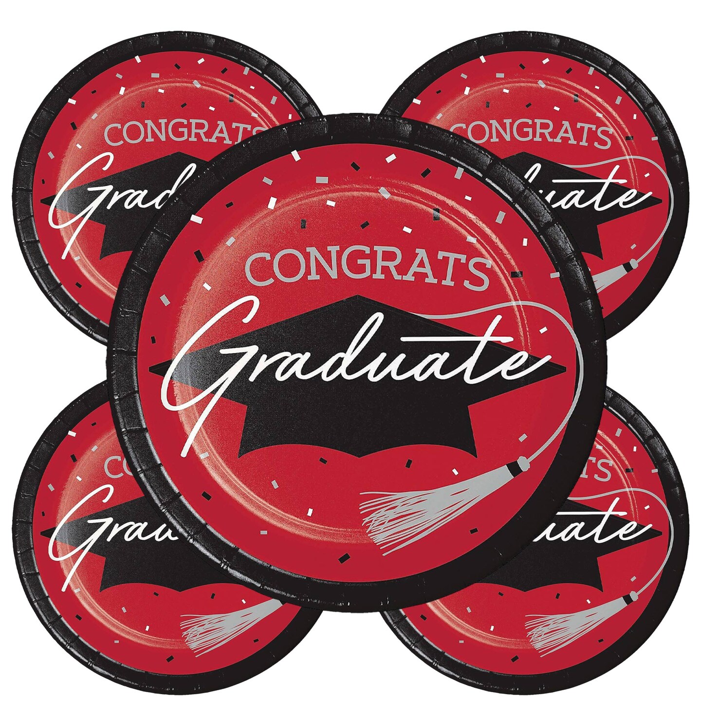 Creative Converting School Spirit Red Graduation Dessert Paper Plates 54 Count