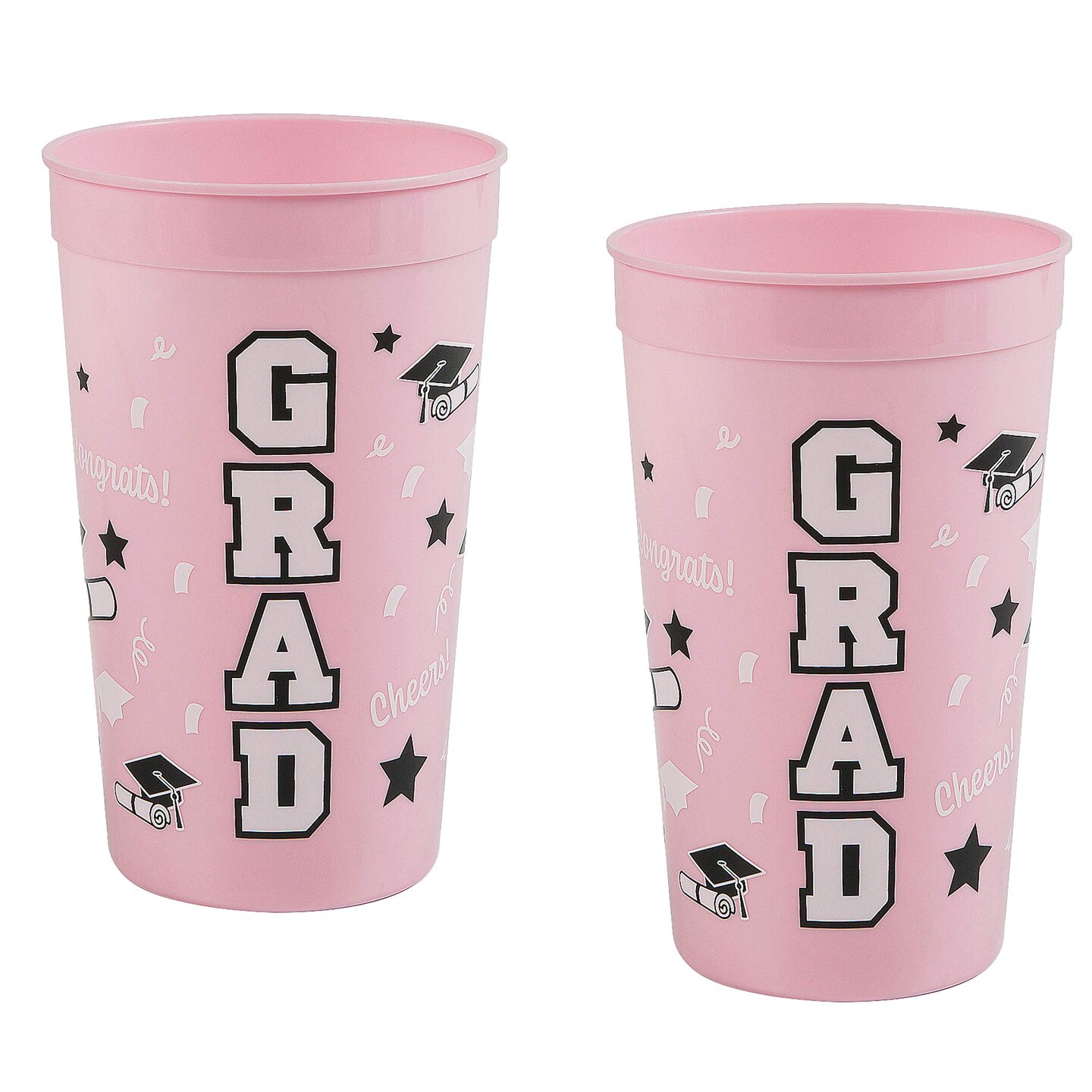 6 3/4" 32 oz. Bright Pink Grad Reusable Plastic Tumblers 12 Ct