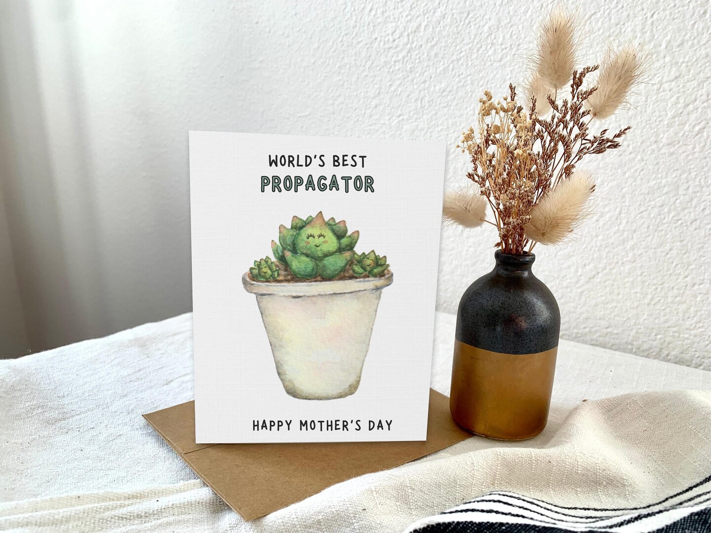 Cute Mother's Day succulent plant card, Funny handmade card for plant mom,  World's Best Mom pun, Watercolor card, Gardener green thumb mom |  MakerPlace by Michaels