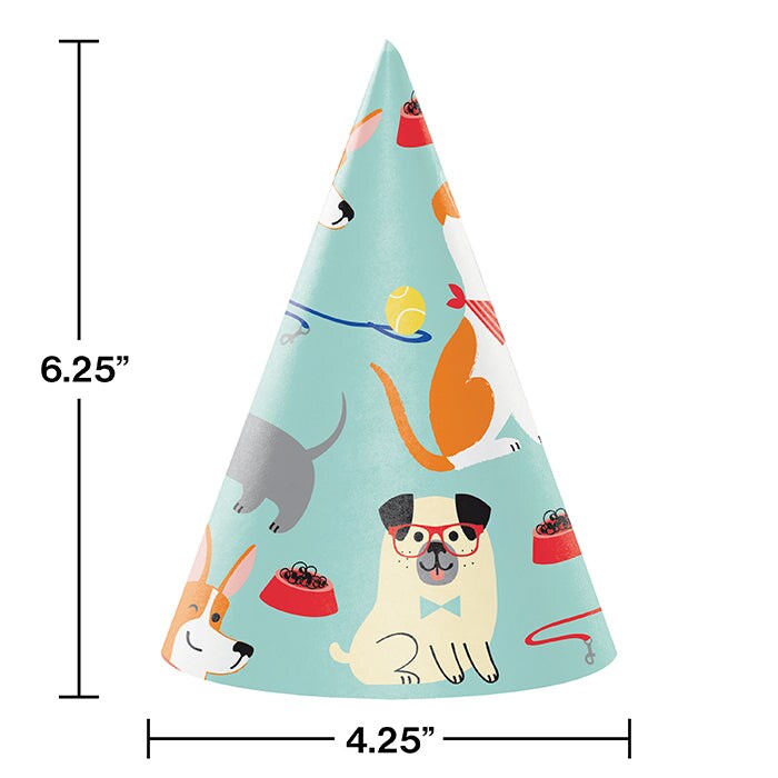 Dog Party Party Hats (8/Pkg)