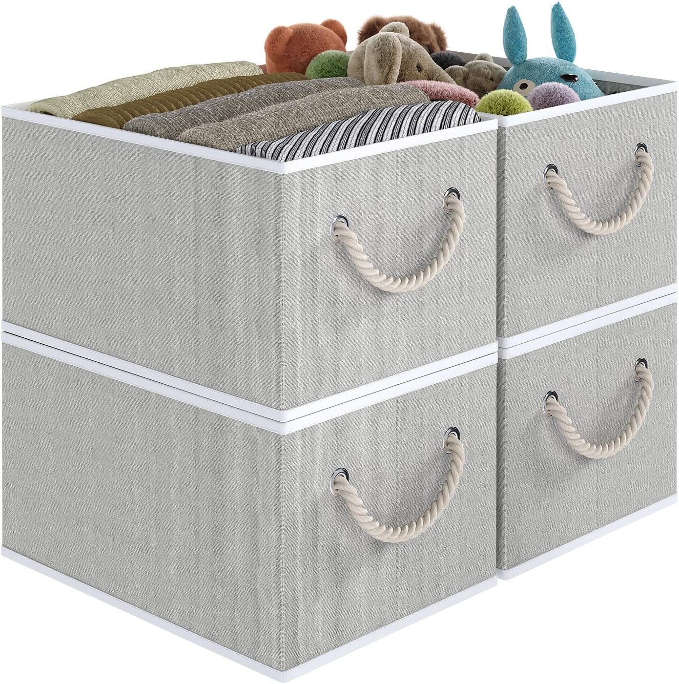 Fabric Storage Bins 4-Pack, Collapsible Storage Baskets for Organizing