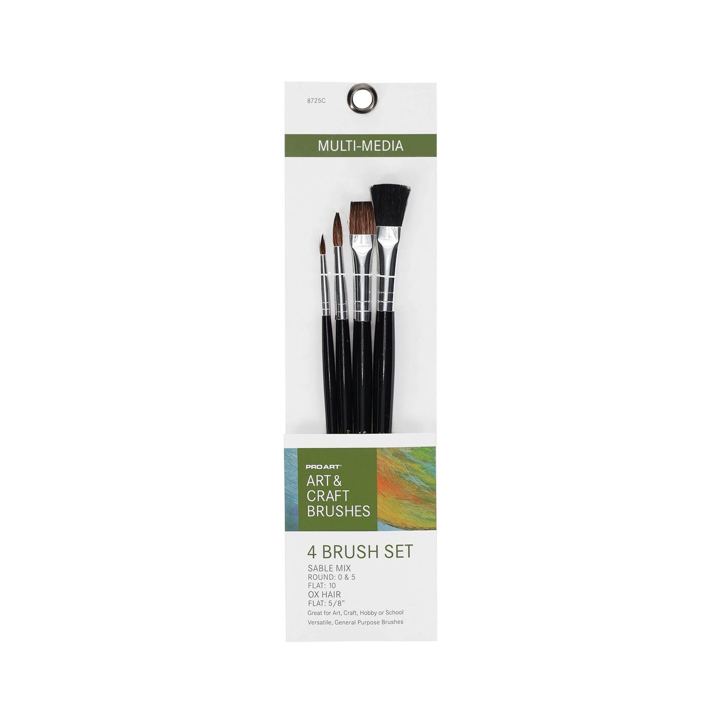 Pro Art Brush Sable Mix Set Flat & Round 4pc, Paint Brushes, Acrylic Paint Brush Set, Paint Brushes Acrylic Painting, Small Paint Brushes, Paintbrush, Acrylic Paint Brushes