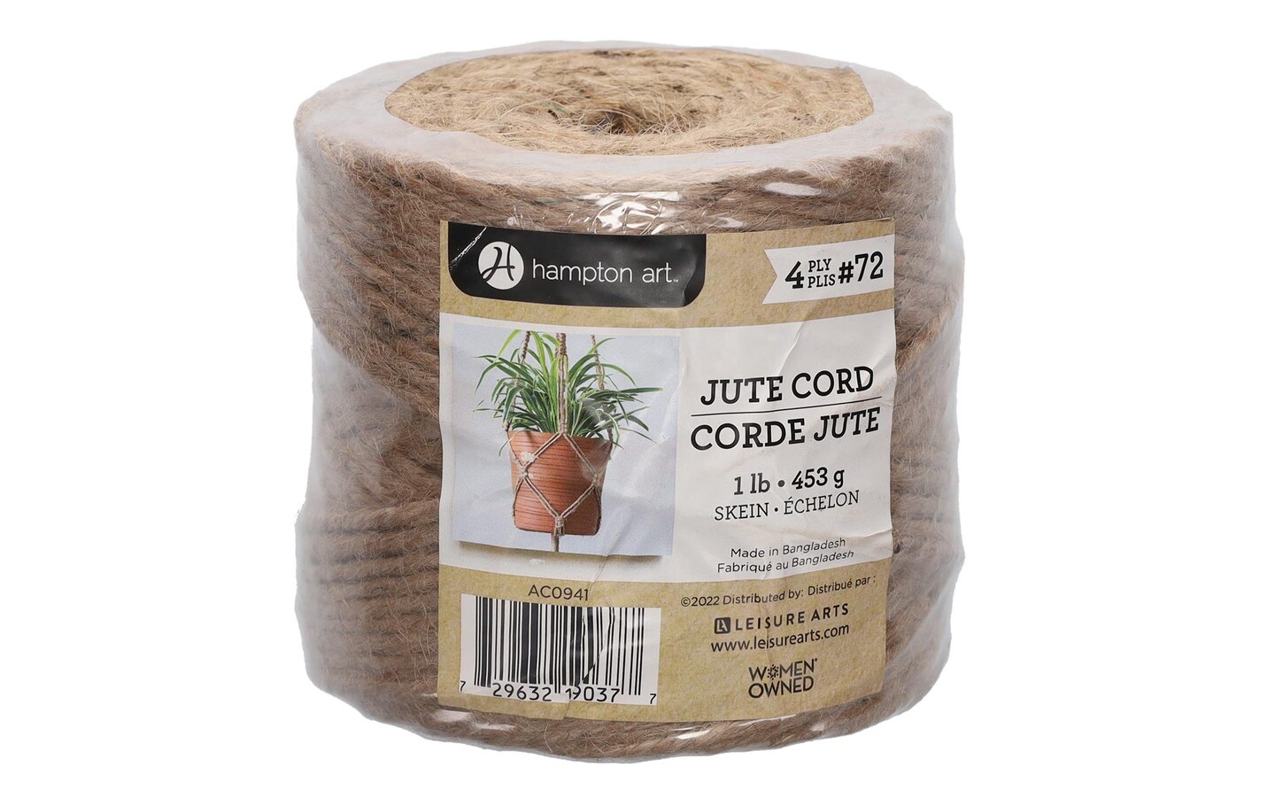 Hampton Art Jute 1Lb 4Ply #72 Natural, Twine, Jute Rope, Twine String For Crafts, Garden Twine, Thick Twine Rope, Gardening, Heavy Duty Outdoor, Burlap String