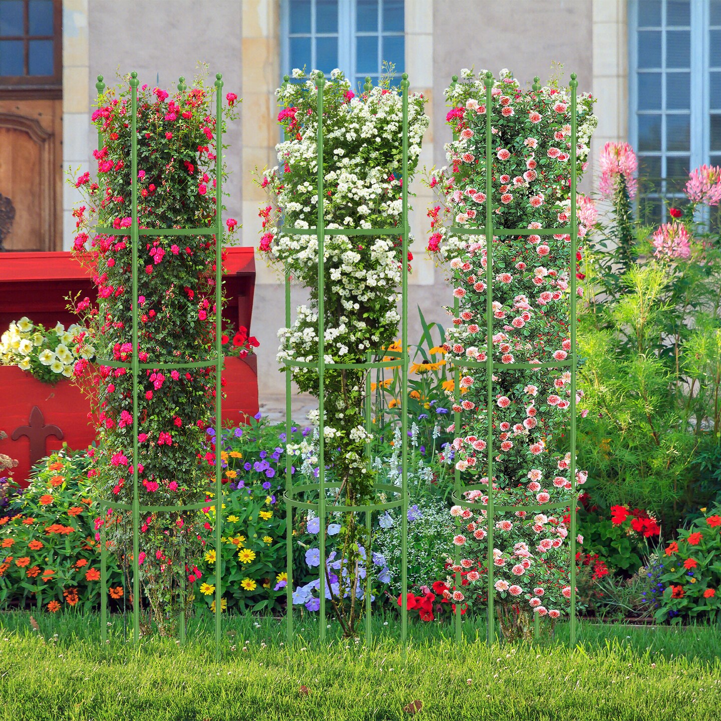 Costway 2-Pack Garden Trellis 57" Plant Support & Tomato Cages with Adjustable Height