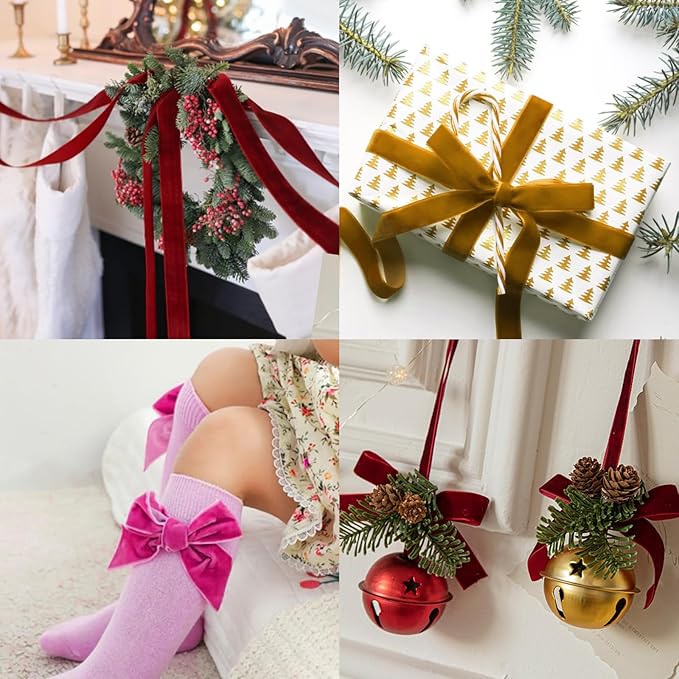 Black Velvet Ribbon 7/8 Inch Velvet Ribbon for Gift Wrapping Weddings Hair Bow Ribbons Headbands Bouquets-25 Yards