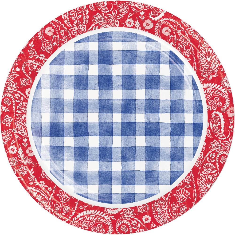 Picnic Paisley &#x26; Plaid Paper 9&#x22; Dinner Plate (8/Pkg)