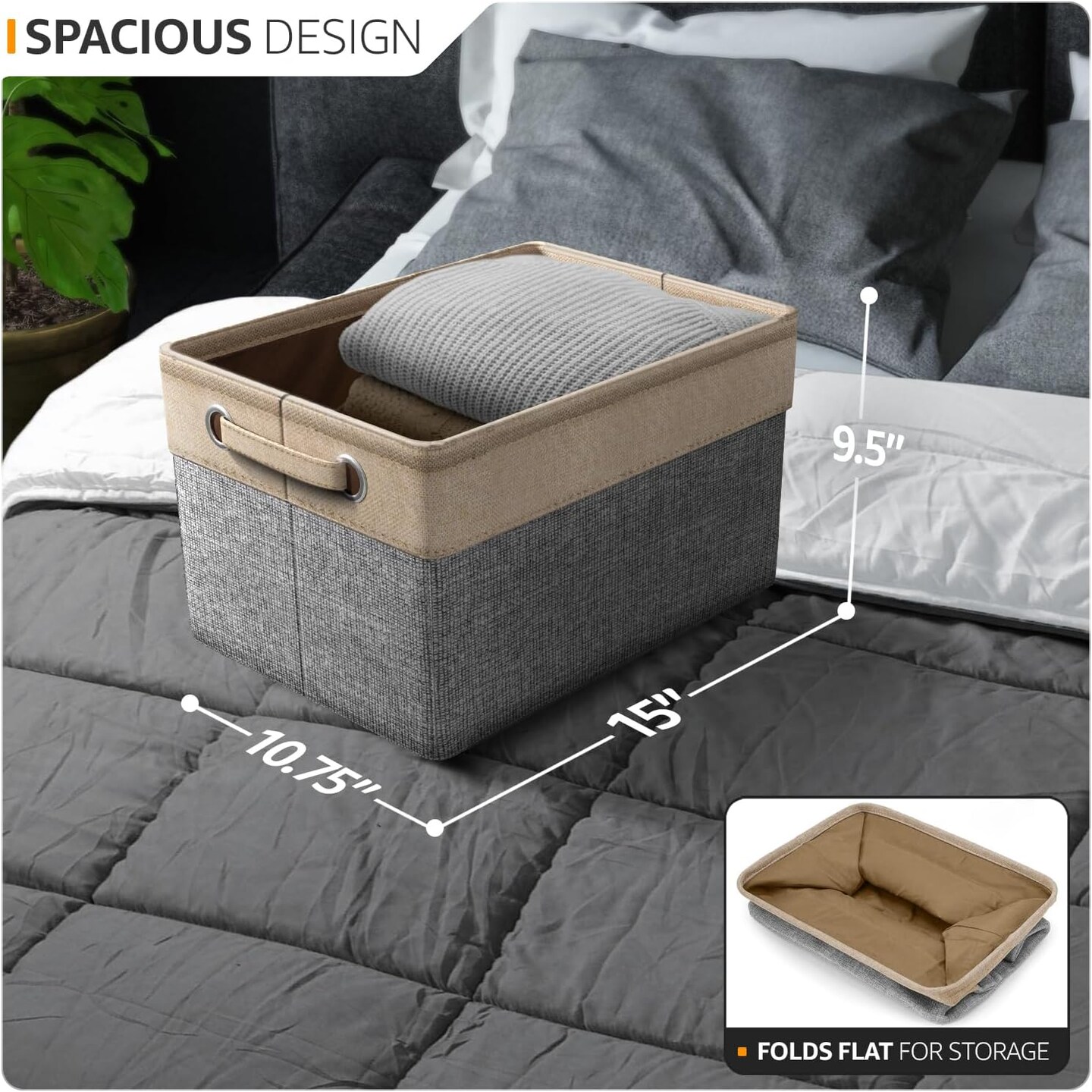 Premium Fabric Storage Cubes 15 Inch- Big Sturdy Collapsible Storage Bins with Dual Handle