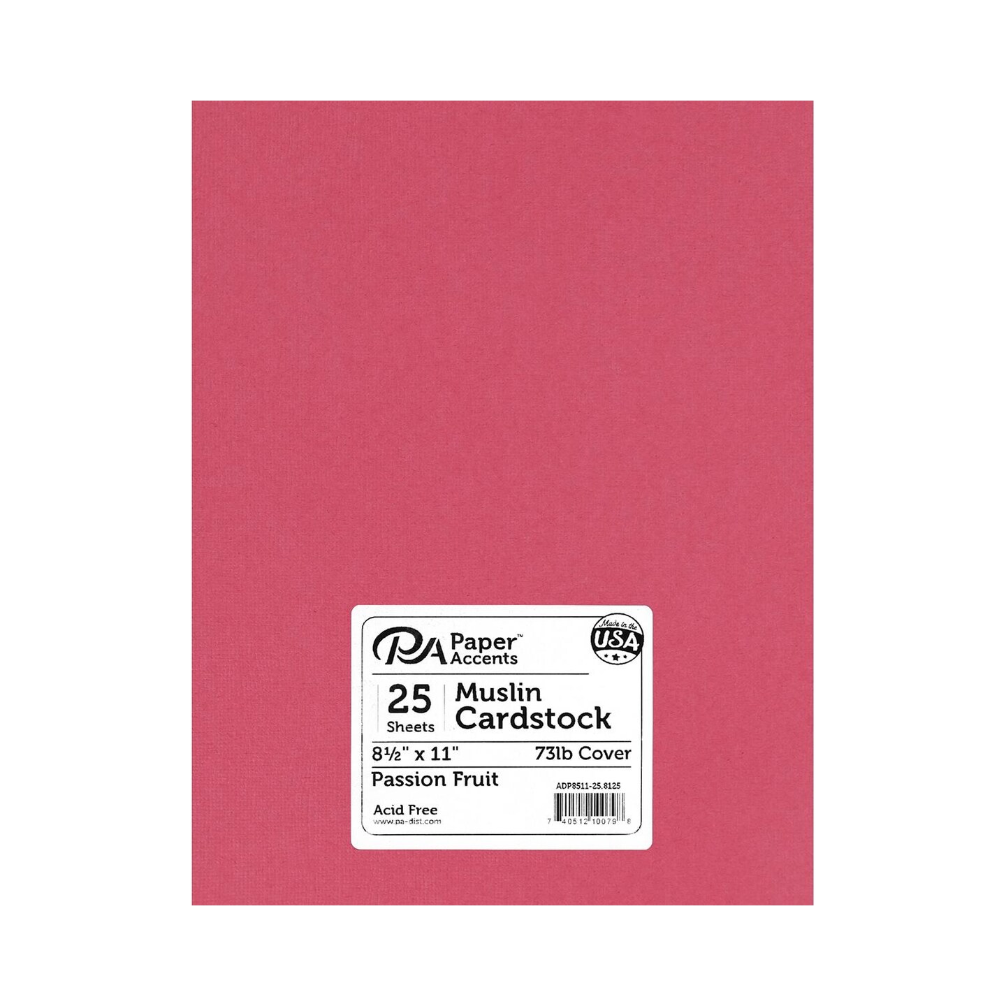 PA Paper Accents Textured Cardstock 8.5" x 11" Passion Fruit, 73lb colored cardstock paper for card making, scrapbooking, printing, quilling and crafts, 25 piece pack