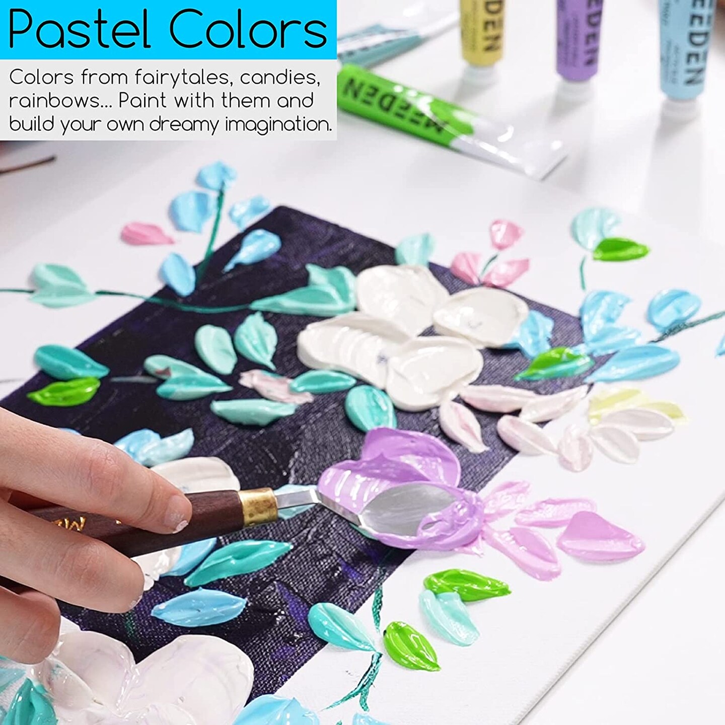 MEEDEN Pastel Acrylic Paint Set, 12 Pastel Colors 22 ml/0.74oz, Heavy Body Acrylic Paint Tubes, Art Craft Paints for Artists Kids Beginners, Art Supplies for Canvas Wood Rock Painting