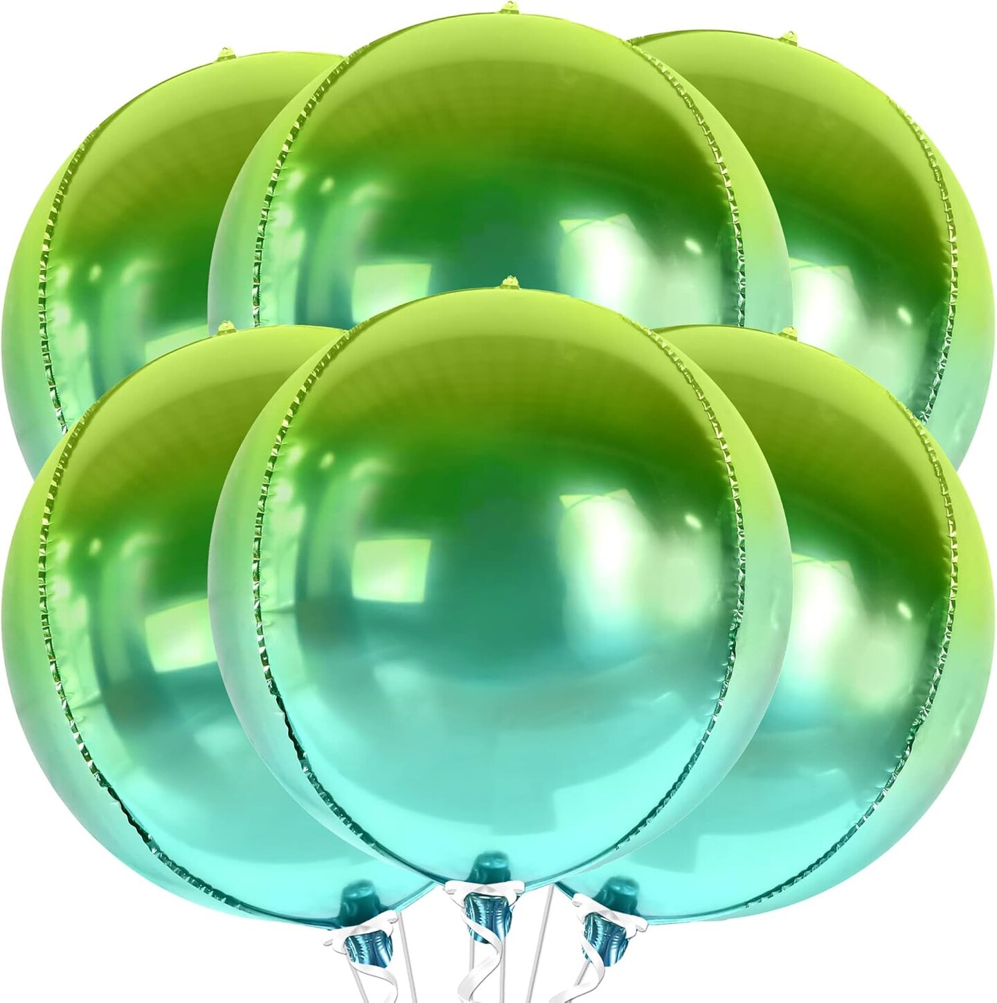 Big Gradient Green Mylar Balloons - 22 Inch, Pack of 6 | 4D Green Foil Balloons | St Patricks Day Balloons