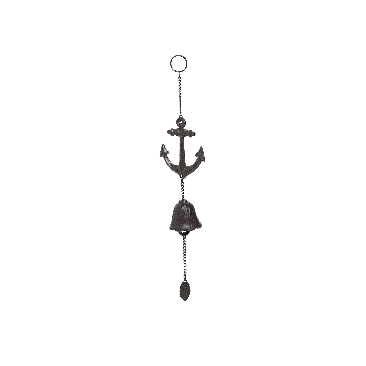 Iron Anchor Bell Drop Hanging Metal Wall Home Decor Sea Life Beach Coastal Ocean Nautical 3.94 x 1.97 x 17.72