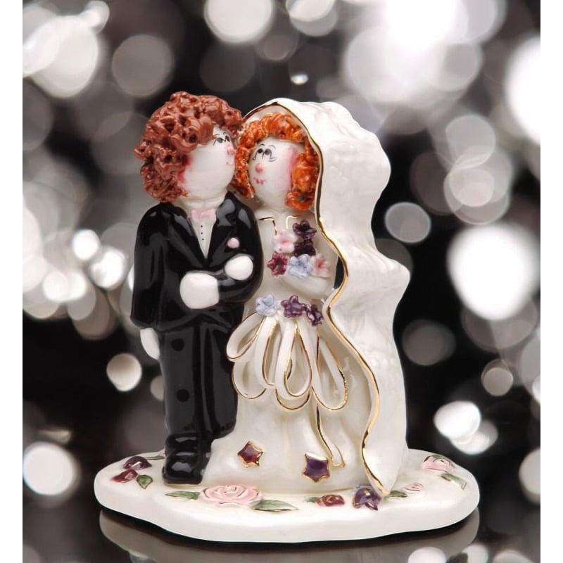 Ceramic Bride And Groom Wedding Cake Topper ,