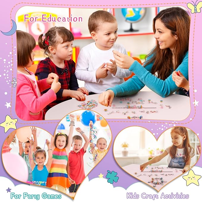 Making Kit - Kids Toys Arts Crafts for Kids Age 6 7 8 9 10+ Year Old, Charm Bracelet Making Supplies Beads, Girl Birthday Party Game Children Christmas Stocking