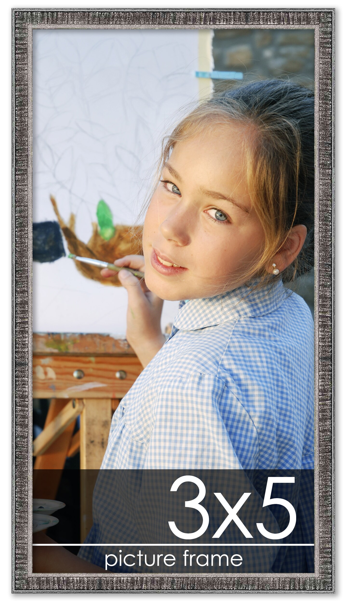 Photo Size Textured Black Picture Frame - UV Acrylic, Foam Board Backing, Hanging Hardware