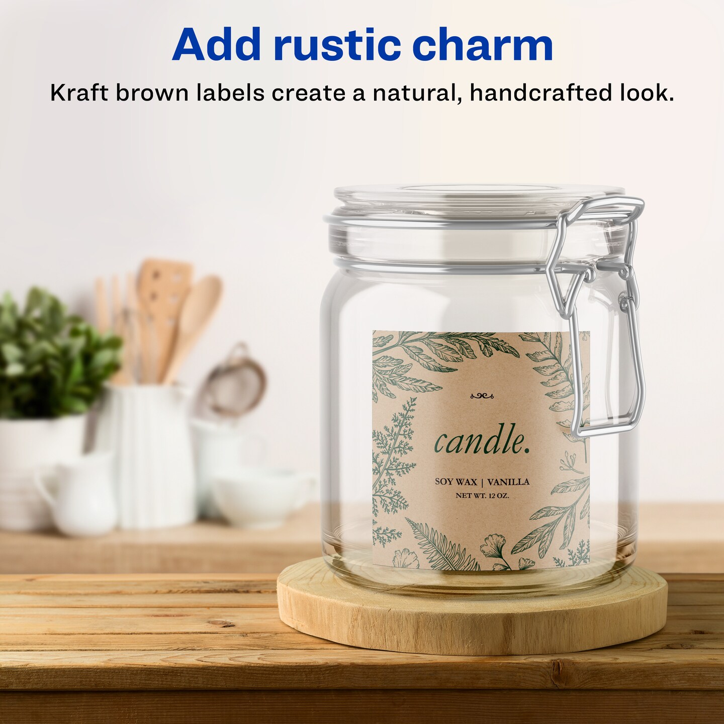 Avery Kraft Brown Square Labels with Sure Feed, 3&#x22; x 3&#x22;