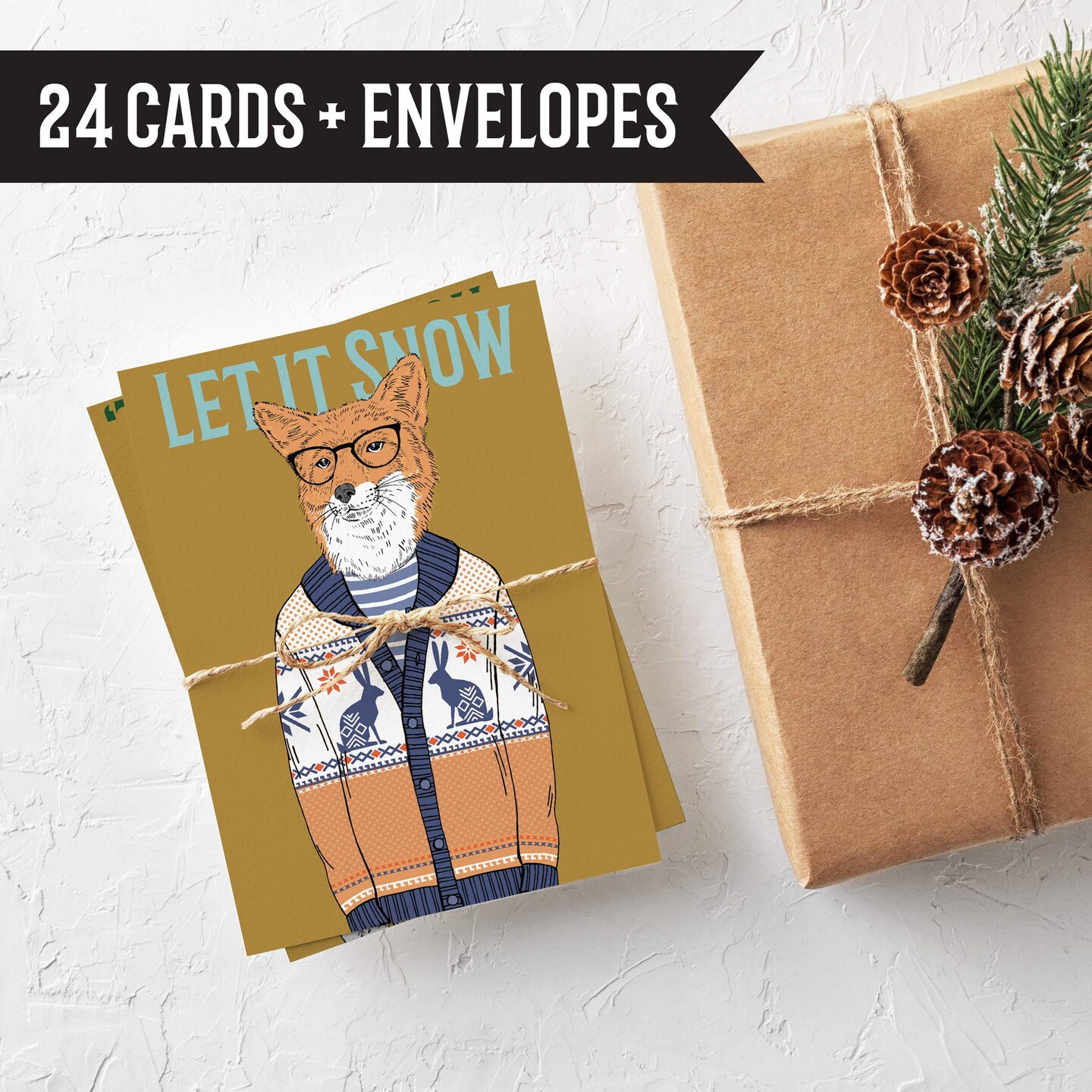 Hipster Animal Christmas Cards - 24-Pack Holiday Greeting Cards with 6 Cozy Sweater Animal Designs, Perfect for Sharing Merry Christmas &#x26; Holiday Wishes, Blank Inside for Personalized Messages - Fun and Festive Stationery Set