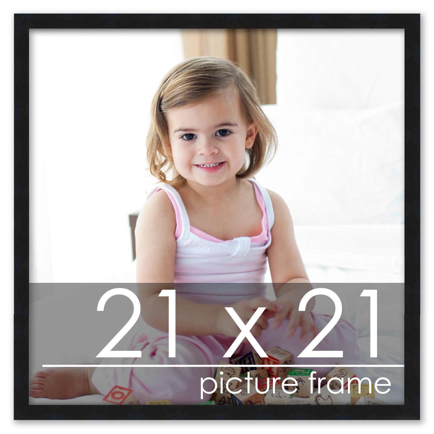 Square Simple Black Picture Frame - UV Acrylic, Foam Board Backing, Hanging Hardware