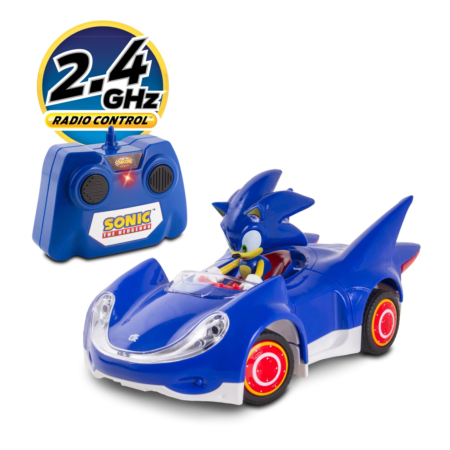 Sonic &#x26; Sega All-Stars Racing RC: Sonic - NKOK (681), 1:28 Scale 2.4GHz Remote Controlled Car, 6.5&#x22; Compact Design, Officially Licensed Sega Sonic The Hedgehog, Battery Powered, Transmit Up To 150&#x27;, Ages 6+