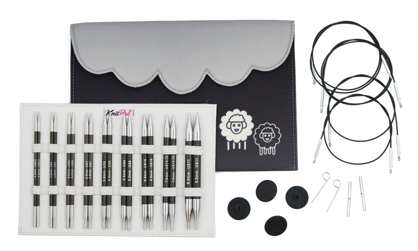 KnitPro-Karbonz Dlxe Interchangeable Knitting Needle Set 5&#x22;-Set Of Nine