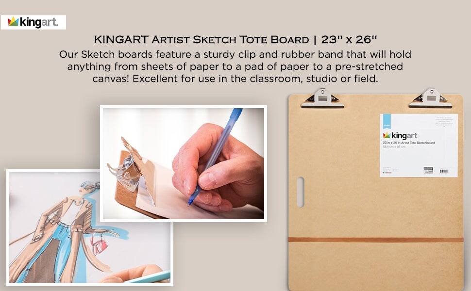 KINGART&#xAE; Artist Sketch Tote Board 23&#x22; x 26&#x22; - Great for Classroom, Studio or Field Use