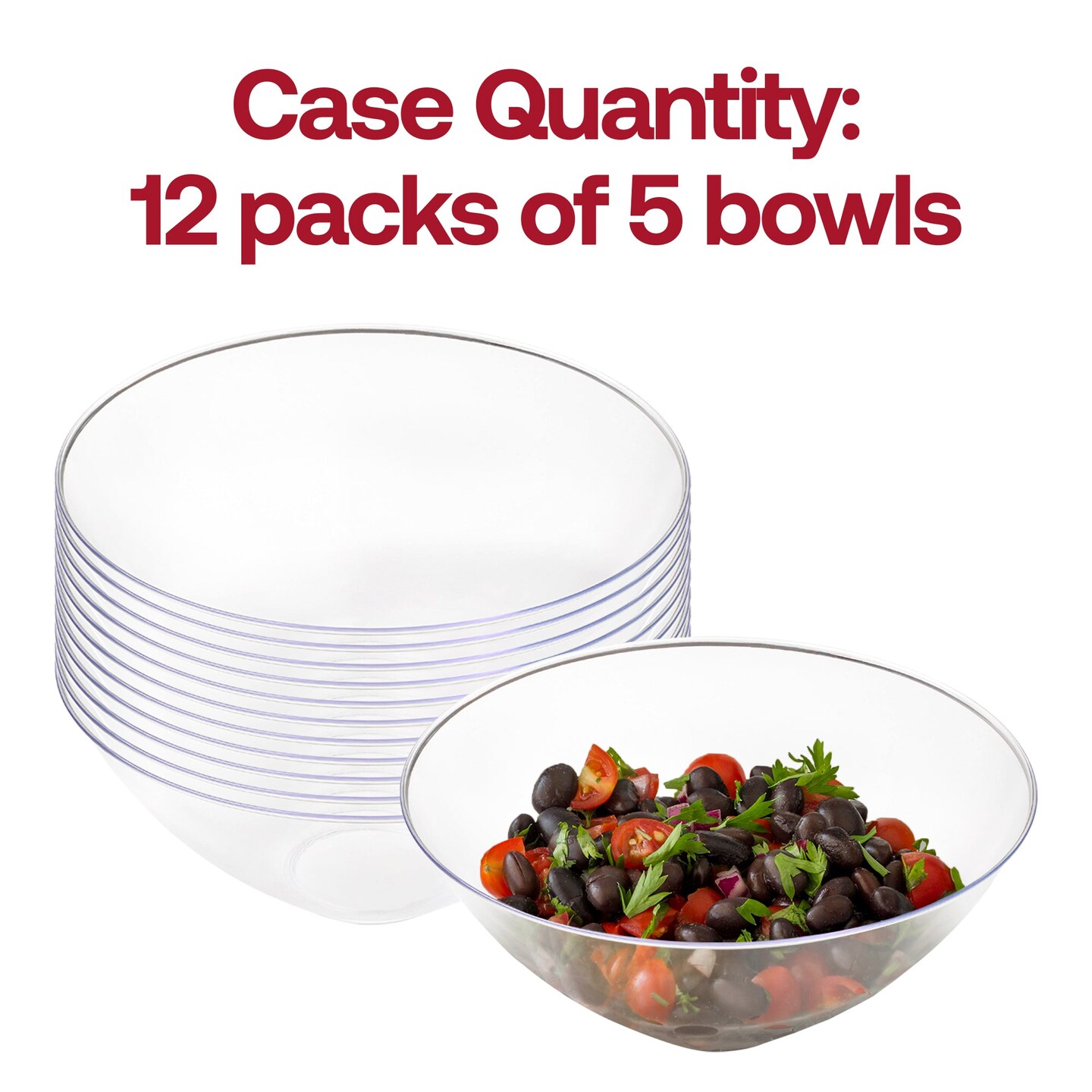 Solid Clear Organic Round Disposable Plastic Bowls - 32 oz. (60 Bowls)