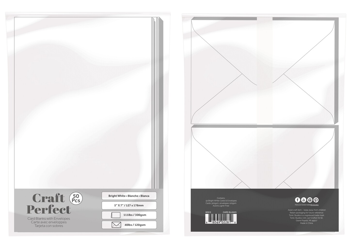 Craft Perfect Card Blanks 5&#x22;X7&#x22; 50/Pkg-White