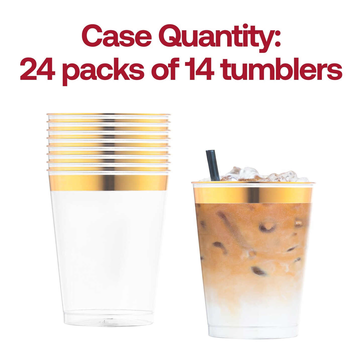 Clear with Metallic Gold Rim Round Tumblers - 10 oz. (336 Cups)