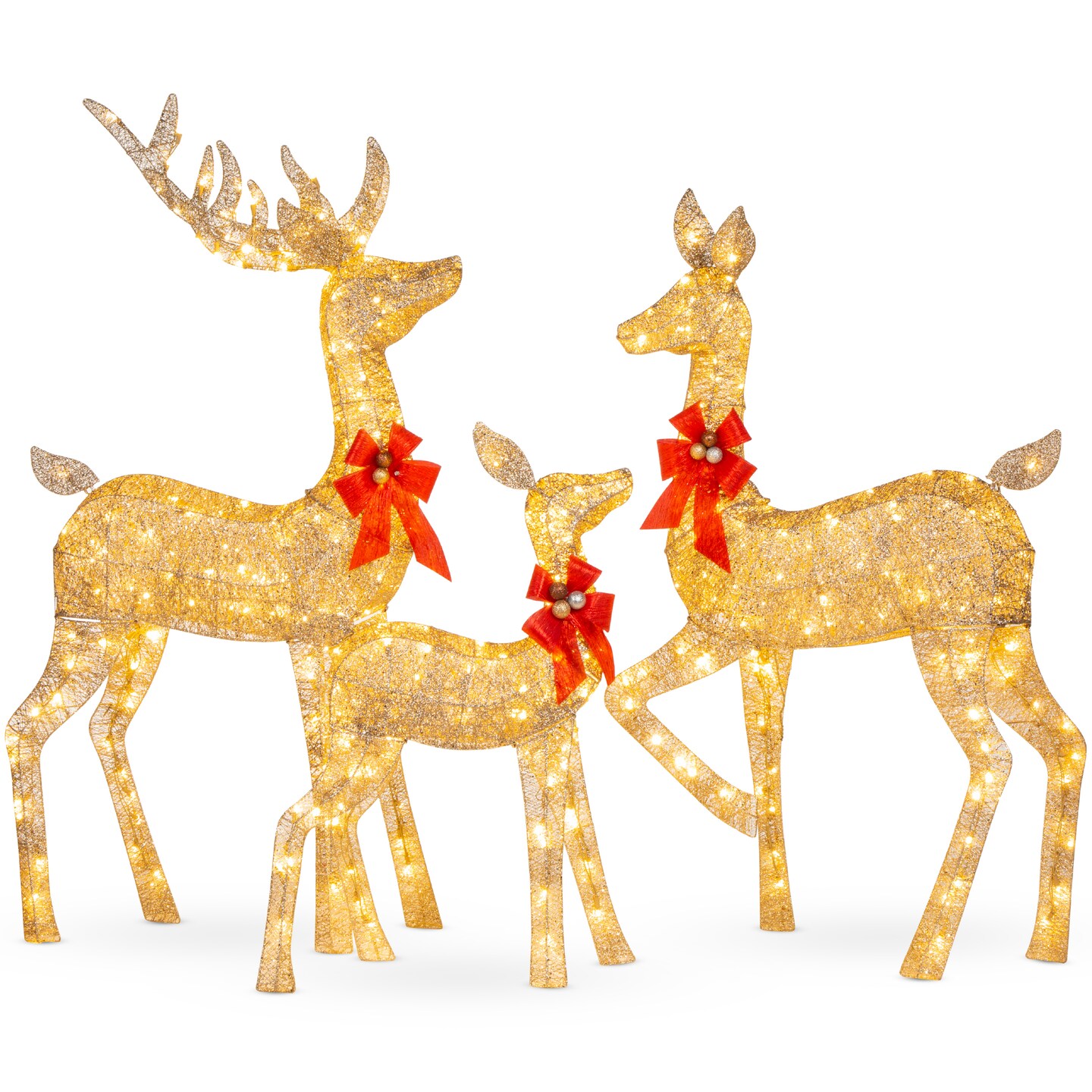 Best Choice Products 3-Piece Lighted Christmas Deer Set Outdoor Yard Decoration with 360 LED Lights, Stakes