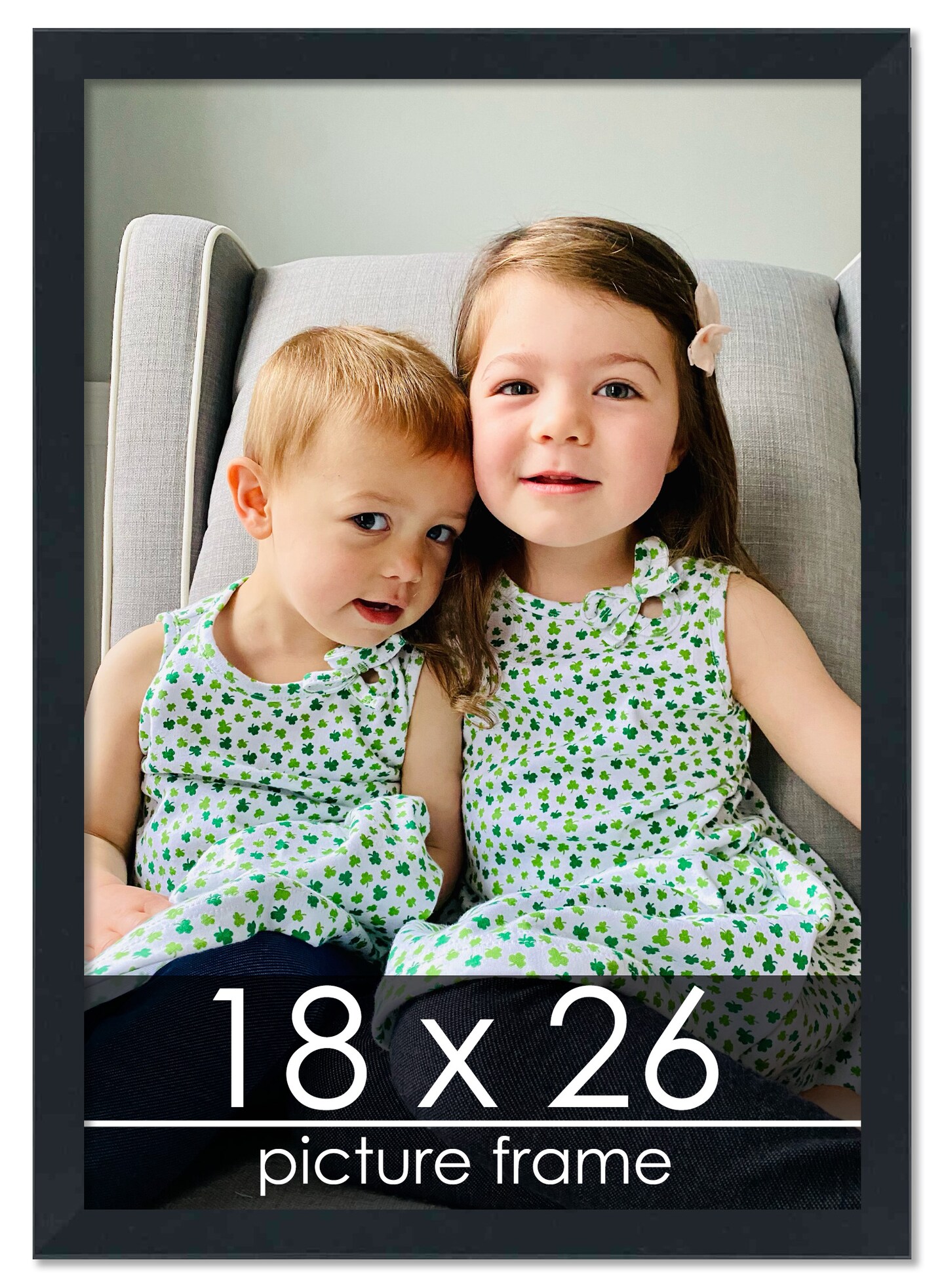 18x26 Slim Profile Black Picture Frame - UV Acrylic, Foam Board Backing, Hanging Hardware