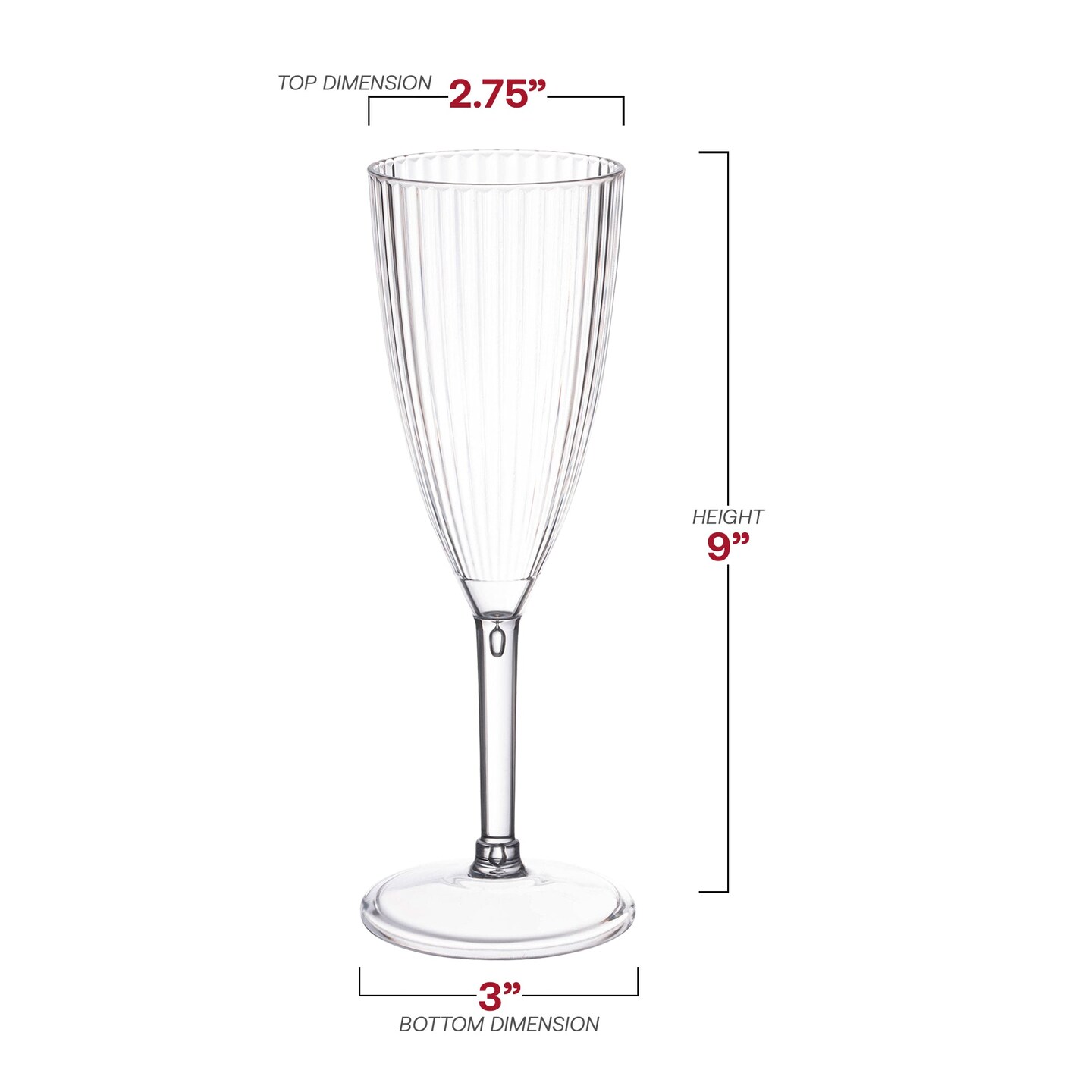 Clear Stripe Round Disposable Plastic Champagne Flutes - 8 oz. (48 Glasses)