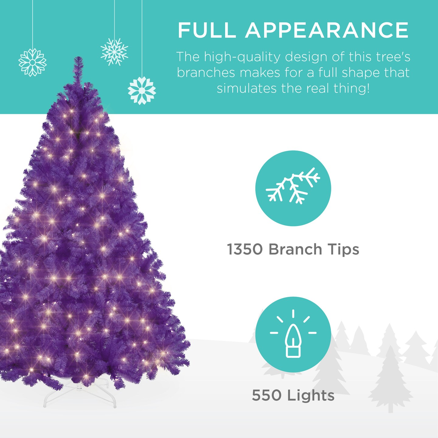 Best Choice Products Pre-Lit Purple Christmas Tree, Artificial Full Holiday Decoration w/ Incandescent Lights