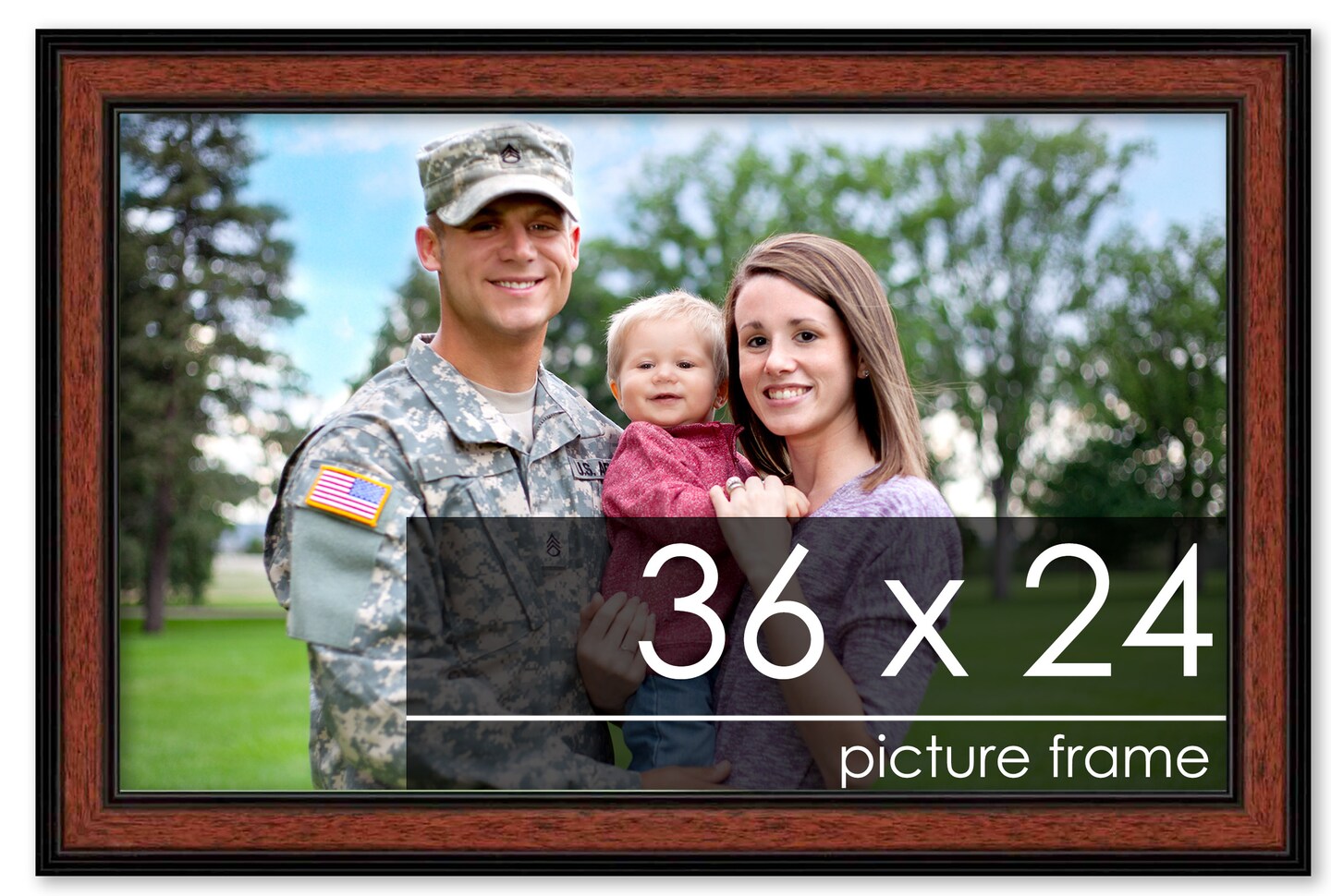 Simple Brown Picture Frame - UV Acrylic, Backing Board, Hanging Hardware Included