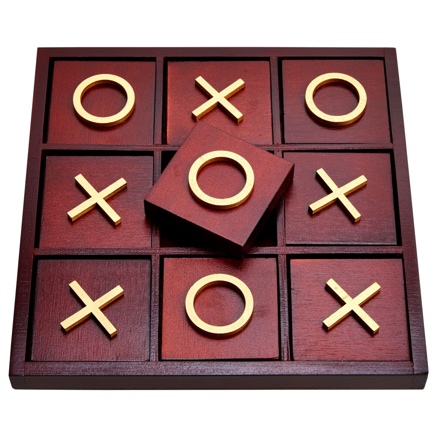 9.5-inch Wooden Tic Tac Toe Game, Decorative Coffee Table Games for Adults and Family Activities